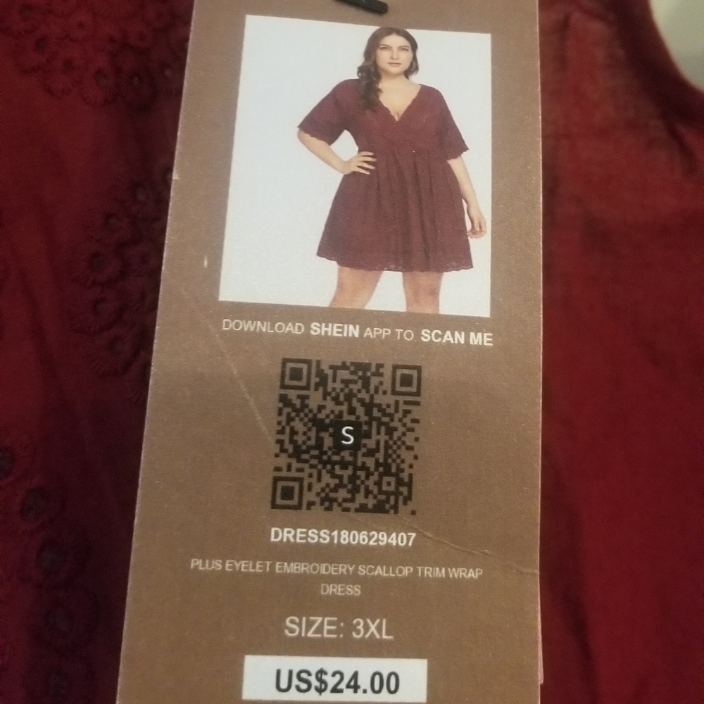 NWT size 3x Shein burgundy dress.